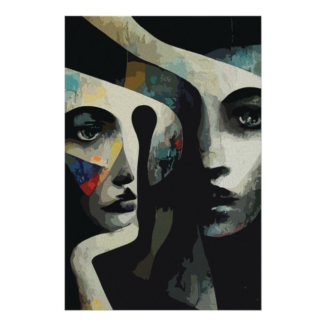 Surreal Abstract Intertwined Faces Photo Print (Front)