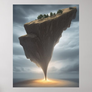 Surreal abstract modern land at the top trees poster