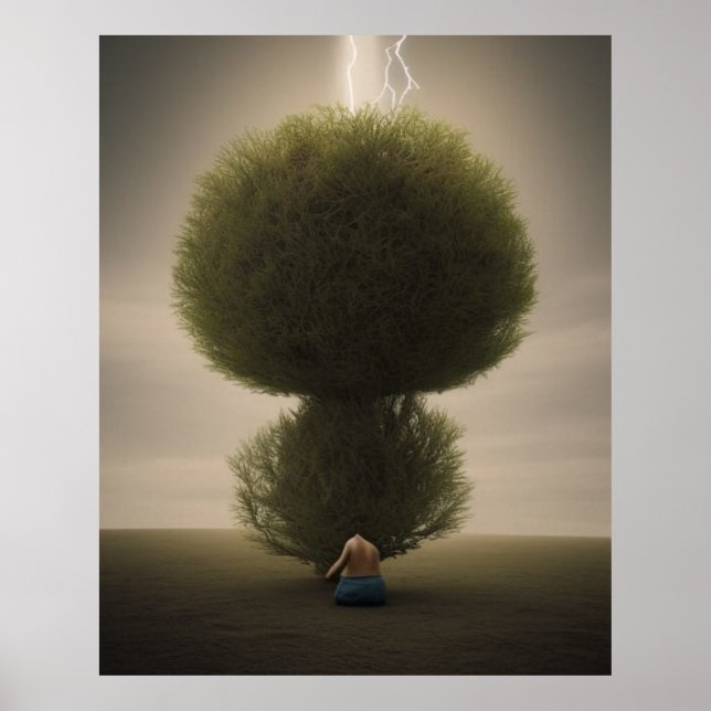 Surreal abstract modern lightening bush tree poster (Front)