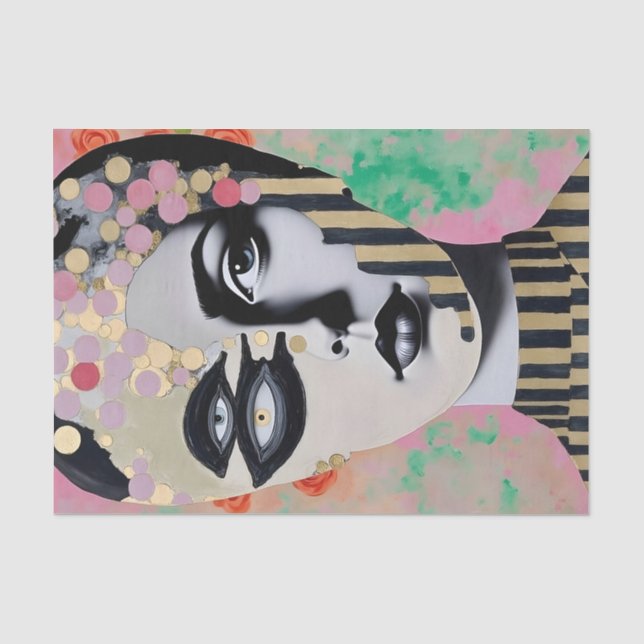 surreal abstract woman decoupage tissue paper (Front)