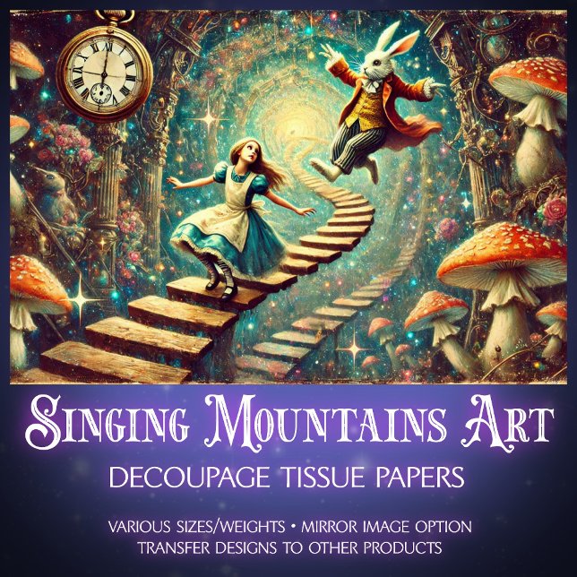 Surreal Alice In Wonderland Rabbit Hole Decoupage Tissue Paper (Creator Uploaded)