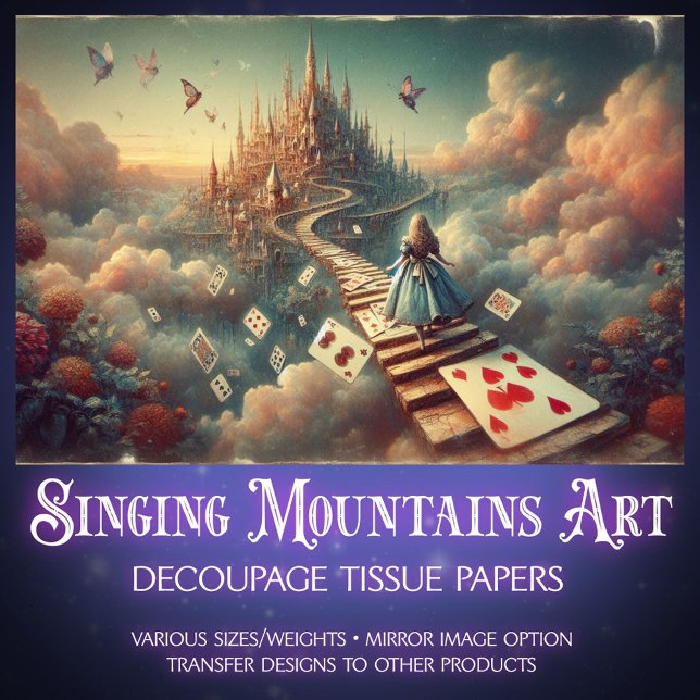 Surreal Alice's Fantasy Cloud Castle Decoupage Tissue Paper (Creator Uploaded)