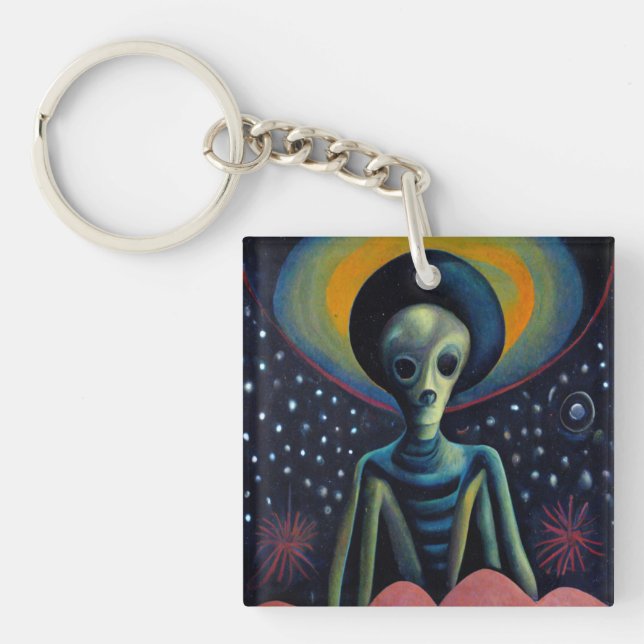 Surreal Alien Galaxy Art Keychain (Front)