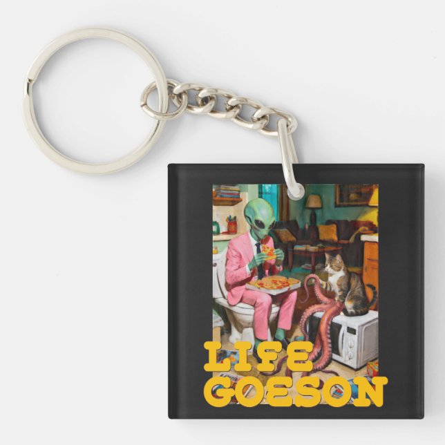 Surreal Alien Pizza Moment  Keychain (Front)