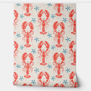 Surreal Animal Design With red Lobster Pattern. Wallpaper