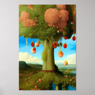 Surreal Apple Tree of Yarn Poster