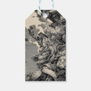 Surreal Architecture with Birds and Clouds Gift Tags