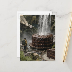 Surreal Art Chocolate Cake Collage Postcard