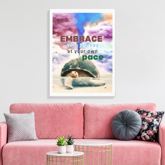 Surreal art Inspirational Turtle quote  Canvas Print (Insitu(LivingRoom))