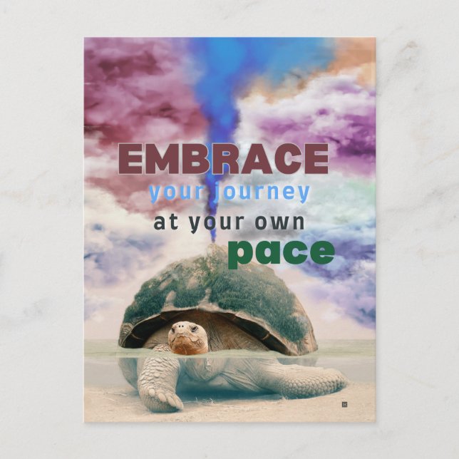 Surreal art Inspirational Turtle quote  Postcard (Front)