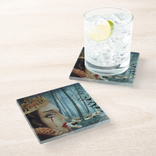 Surreal Artwork of the Queen of Broken Hearts Glass Coaster