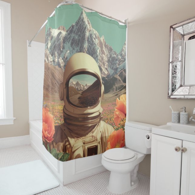 Surreal Astronaut In Flower Field (In Situ)