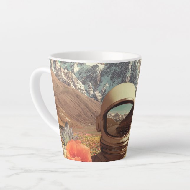 Surreal Astronaut In Flower Field Latte Mug (Left Angle)
