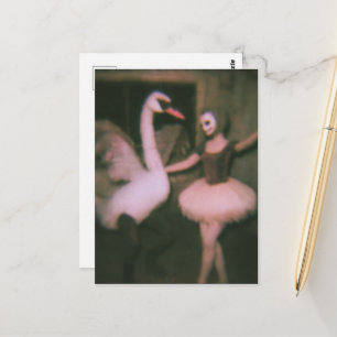 Surreal Ballerina and Swan Faux Vintage Photograph Postcard