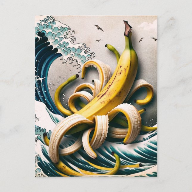 Surreal Banana Waves Octopus Postcard (Front)