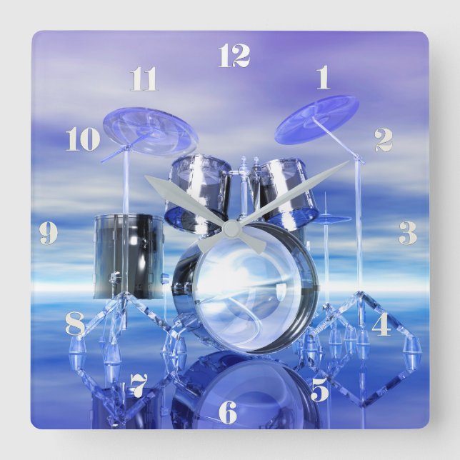Surreal Beach Drum Set Musique Horloge murale (Recto)