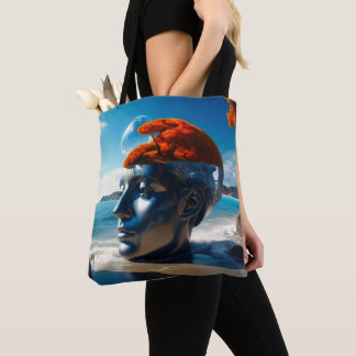 Surreal beach scenes tote bag