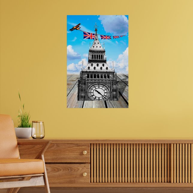 Surreal Big Ben, London & British Art Poster (Living Room 2)