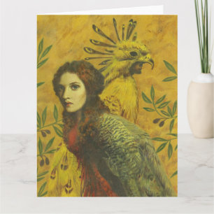 Surreal Bird Lady Large Greetings Card