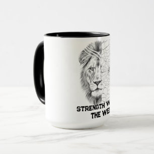 Surreal Black and White Lion Web Motivational  Mug