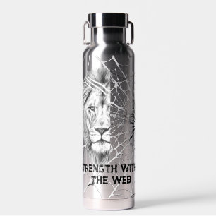 Surreal Black and White Lion Web Motivational  Water Bottle