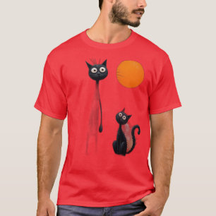 Surreal Black Cats in Dreamlike Landscape T-Shirt