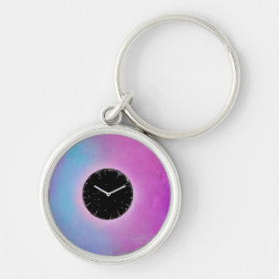 Surreal Black Clock Face Keychain