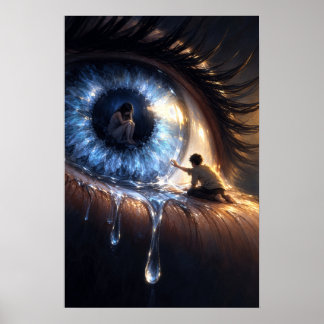 Surreal Blue Eye Fantasy Art Poster