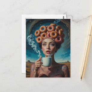 Surreal Breakfast donuts  Postcard