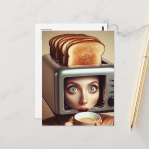 Surreal Breakfast Woman Postcard