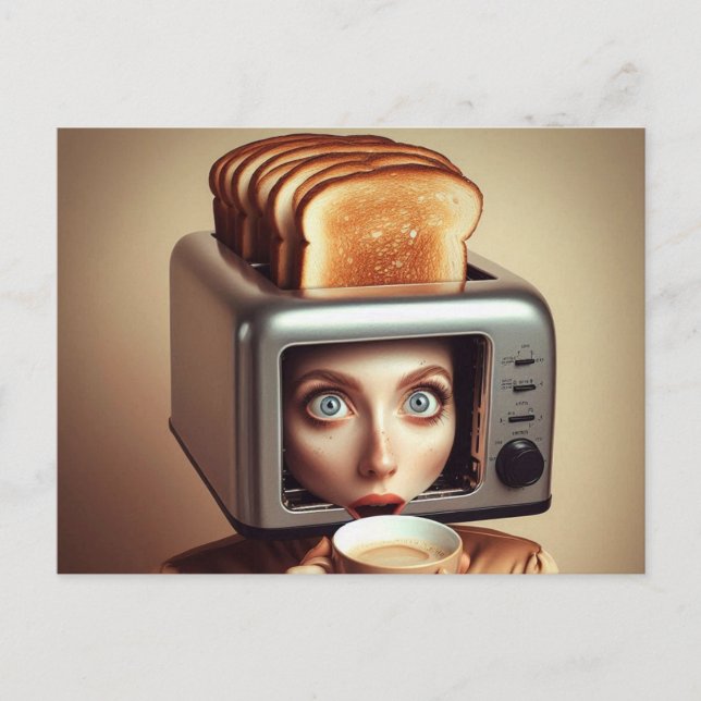 Surreal Breakfast Woman Postcard (Front)