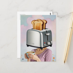 Surreal Breakfast Woman Toaster Head Postcard