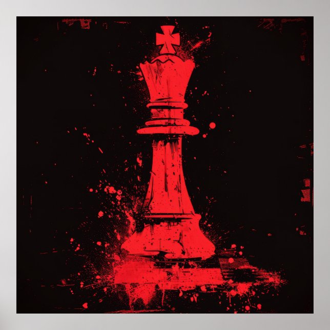 Surreal Broken Chess King Poster in Ralph Steadman (Front)