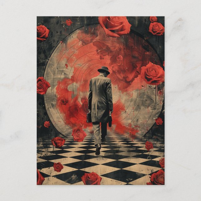 Surreal Business Man Collage Postcard (Front)