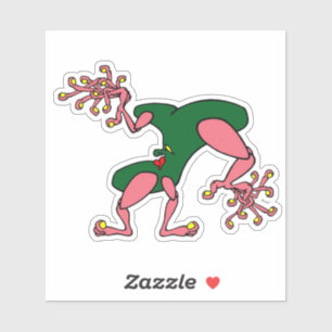 Surreal cartoon creature with branch-like hands