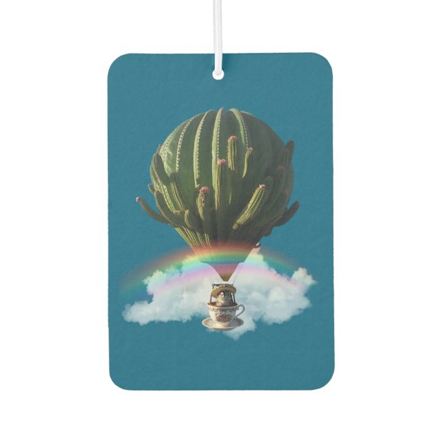Surreal Cat Hot Air Balloon with Cactus & Rainbow Air Freshener (Front)