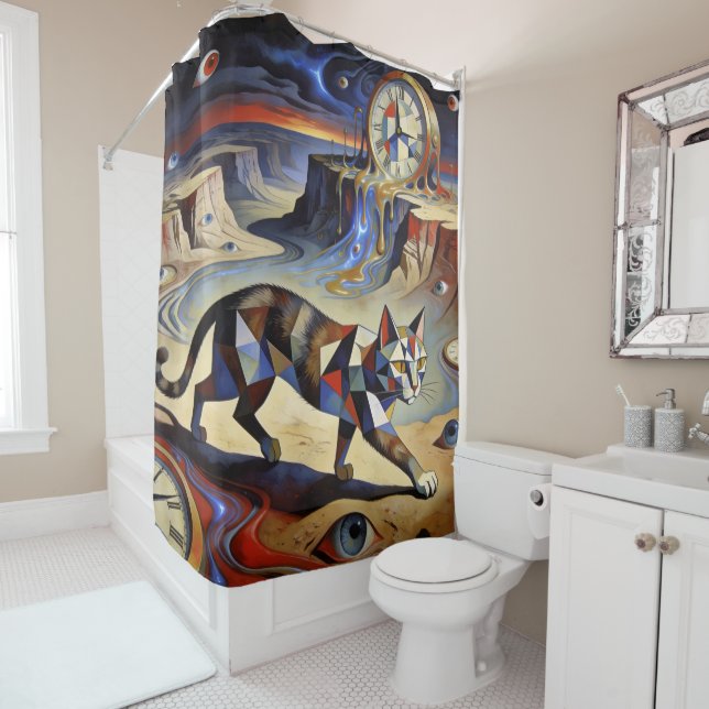 Surreal Cat Melting Clocks Dali Picasso Inspired (In Situ)