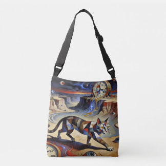 Surreal Cat Melting Clocks Dali Picasso Inspired Crossbody Bag