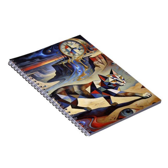 Surreal Cat Melting Clocks Dali Picasso Inspired Notebook (Right Side)