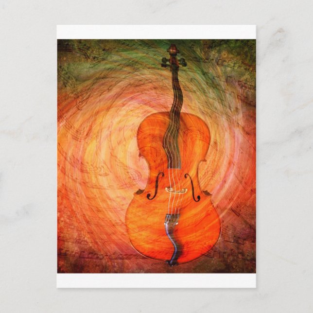 Surreal Cello With Musical Notes Postcard (Front)