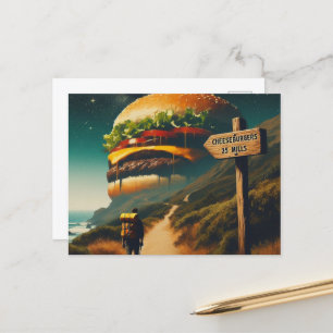 Surreal Cheeseburgers 25 Miles Away Hiking Trail Postcard
