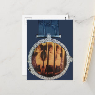 Surreal Collage Woman in a Blue Watch  Postcard