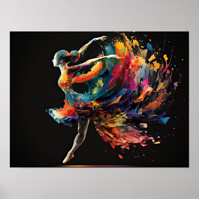 Surreal Colour Splash Ballerina Poster (Front)