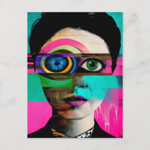 Surreal Colourful Abstract Woman Postcard
