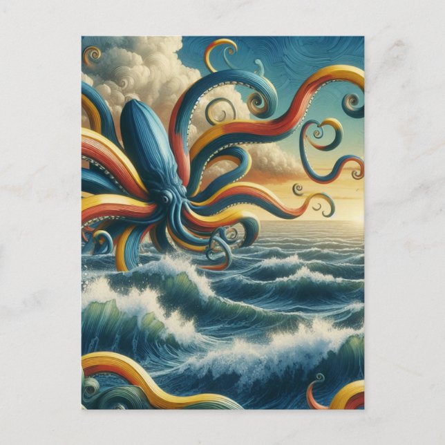 Surreal Colourful Banana Octopus Postcard (Front)