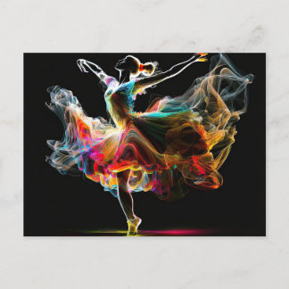 Surreal Colourful Dancing Ballerina Postcard
