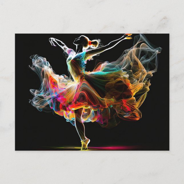 Surreal Colourful Dancing Ballerina Postcard (Front)