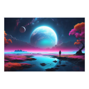 Surreal Cosmic Landscape Fantasy Astronaut Photo Print