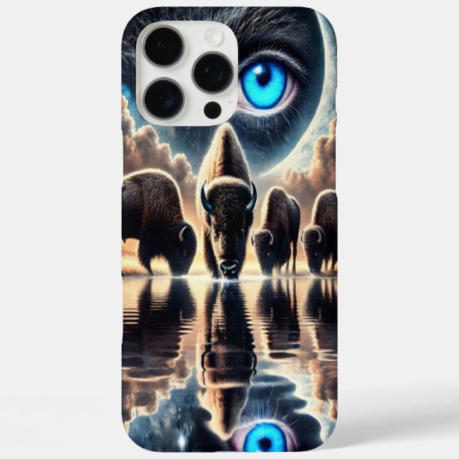 Surreal Cosmic Scene of Bison Buffalo Reflections Case-Mate iPhone Case (Back)