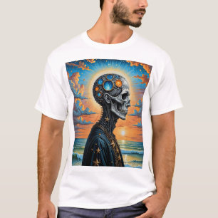 Surreal Cosmic Skull T-Shirt – Futuristic Galaxy A